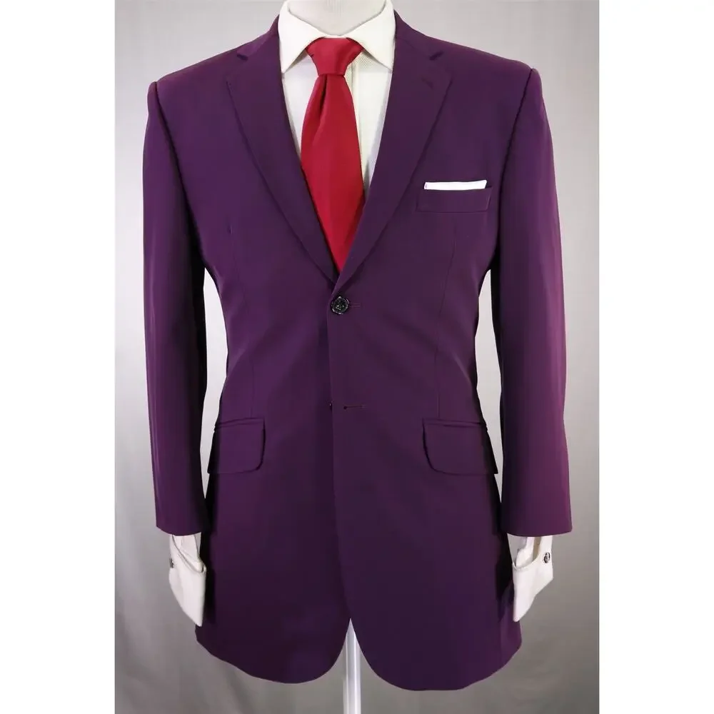 Ozwald Boateng Bespoke Couture Solid Purple 2-Btn Techno Suit 36R